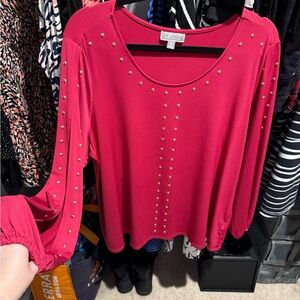 JM Collection Pink Embellished Blouse